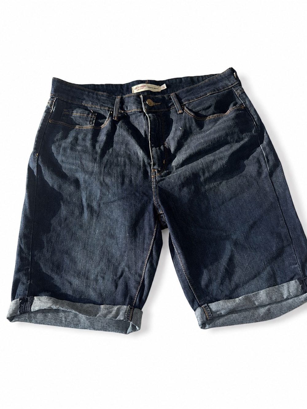 Women's Dark Indigo Rolled Hem Denim Shorts